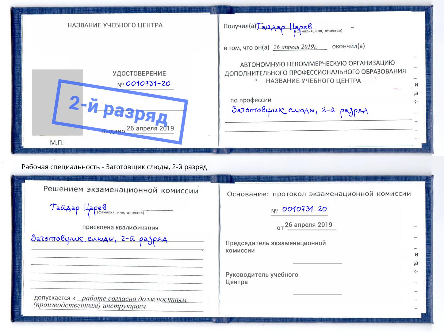 корочка 2-й разряд Заготовщик слюды Стерлитамак