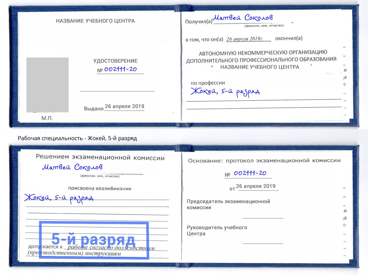 корочка 5-й разряд Жокей Стерлитамак
