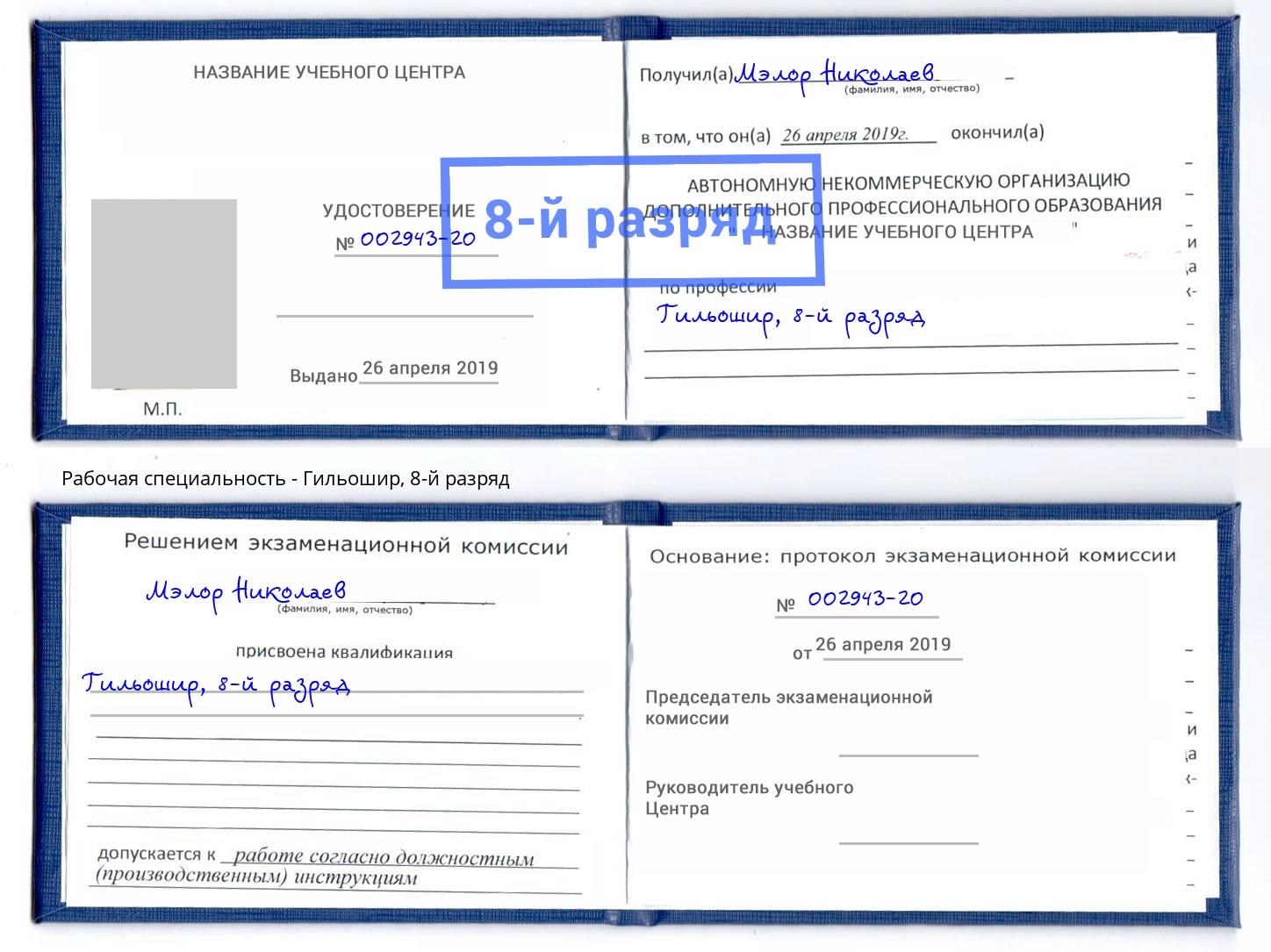корочка 8-й разряд Гильошир Стерлитамак